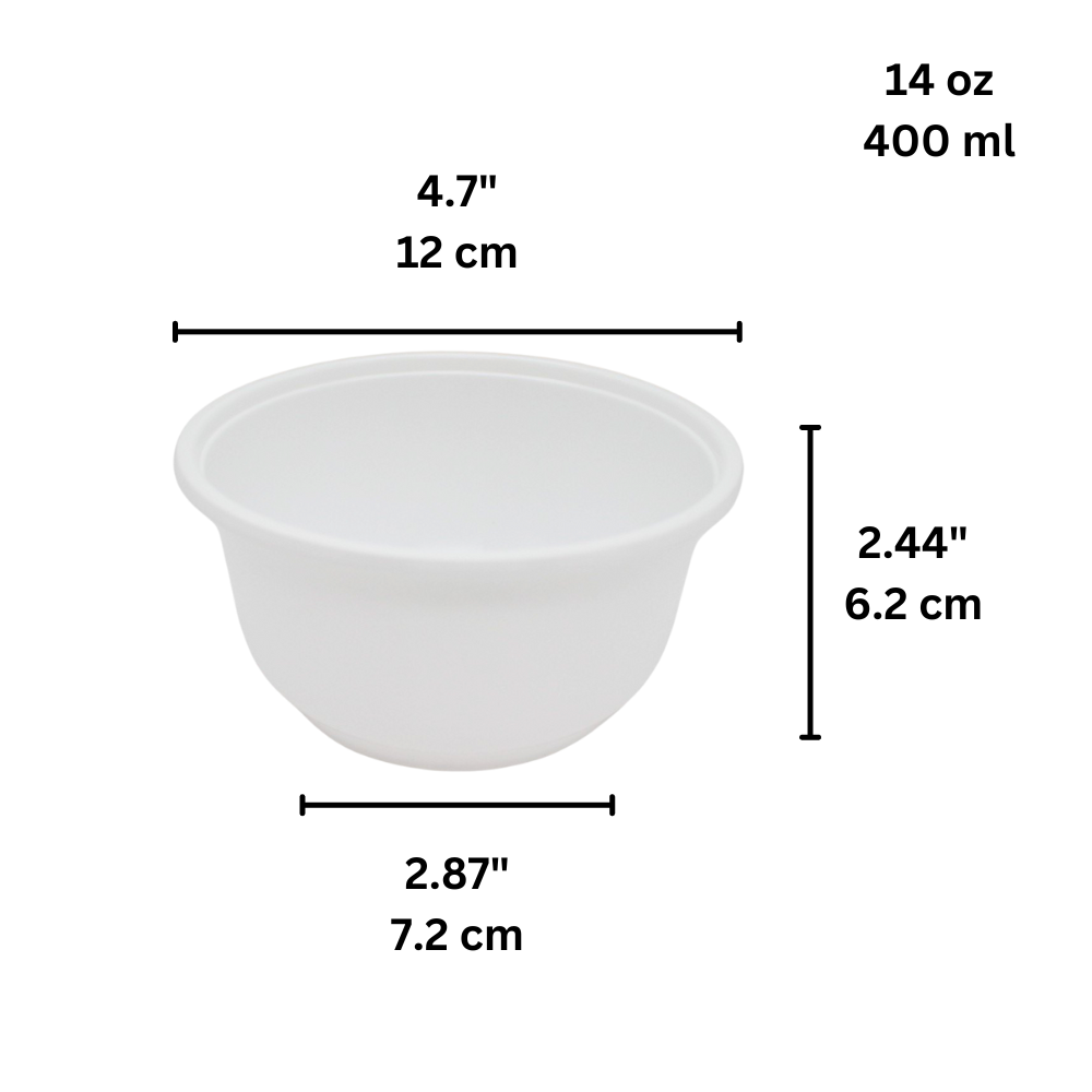 400FBM | 14oz Microwaveable PP White Round Bowl (Base Only) - size