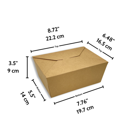 #4 | 96oz Kraft Foldable Paper Take Out Box | 7.76x5.5x3.5"