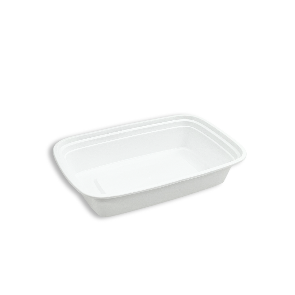 F-7524 | TD 24oz Microwaveable PP White Rectangular Container W/ Lid
