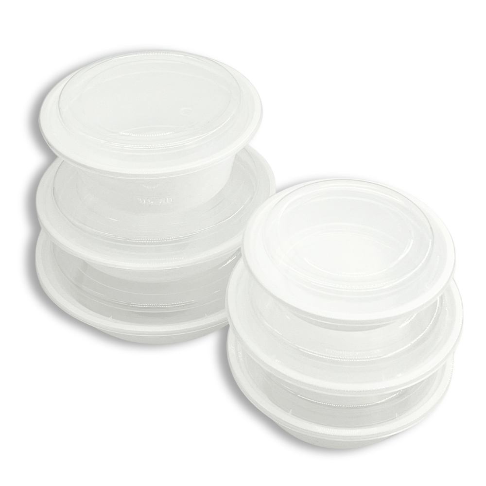 RO-48 | HD 48oz Microwaveable PP White Round Container W/ Lid