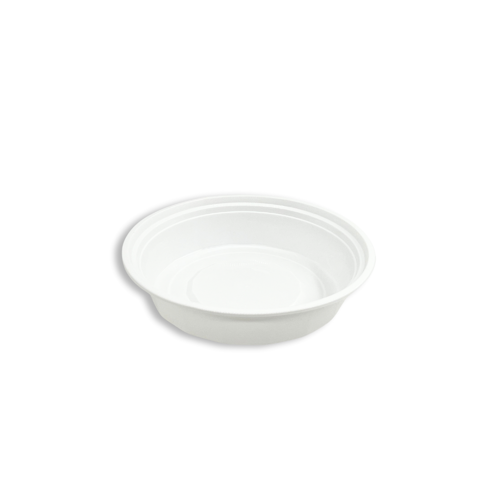 F-7024 | Récipient rond blanc TD en PP de 24 oz avec couvercle (sans trou) - 150 ensembles