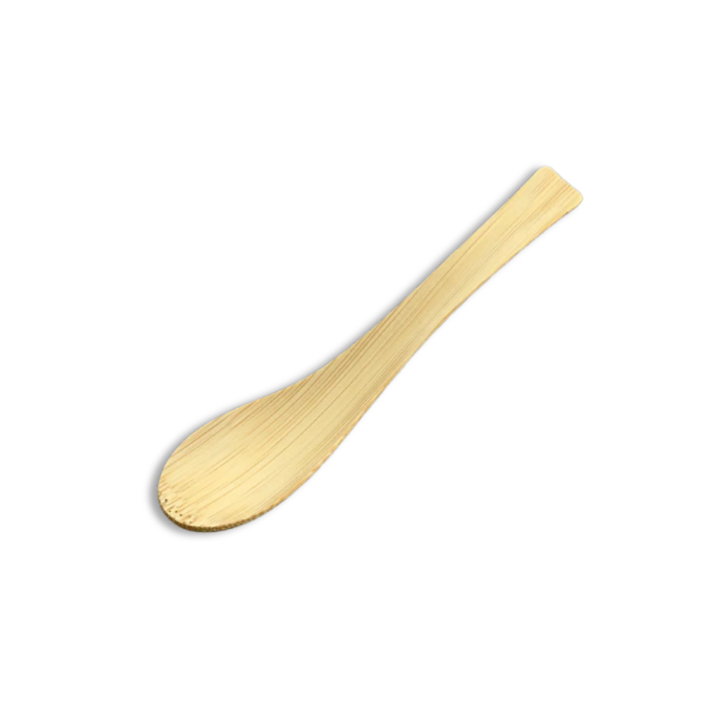 Cuillère à soupe asiatique en bambou compostable de 5,4 po - 1000 pièces