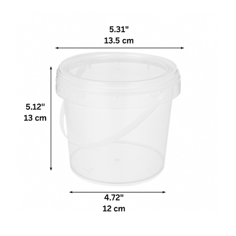 50oz Clear Plastic Bucket W/ Lid & Handle -size