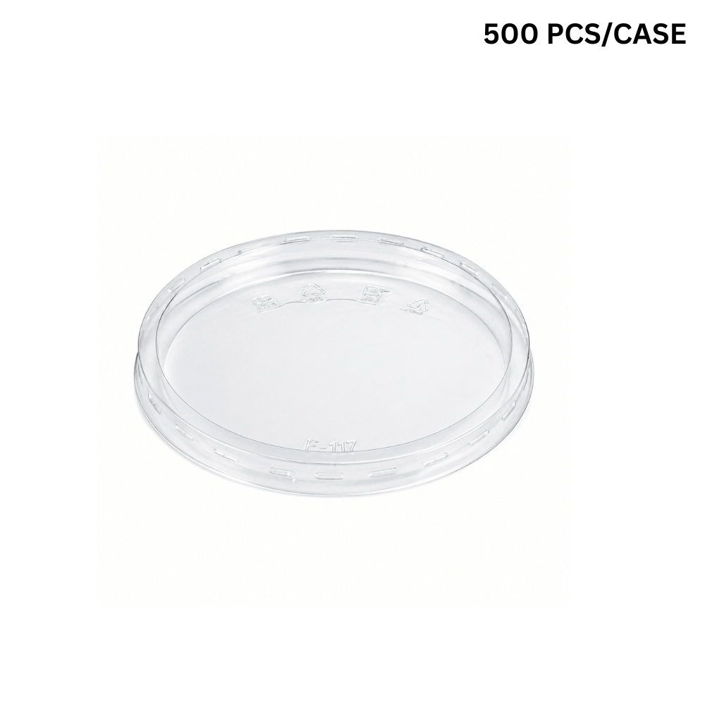 53241FL | 117mm PET Flat Lid | Fit 53244 24oz Round Salad Container (Lids Only) - 500 pcs