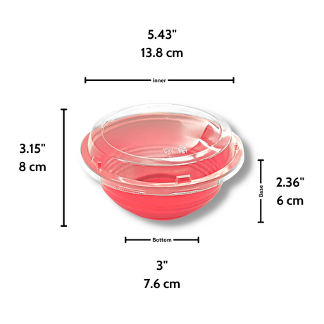 #550 | 18oz PP Red Donburi Bowl W/ PET Clear Lid