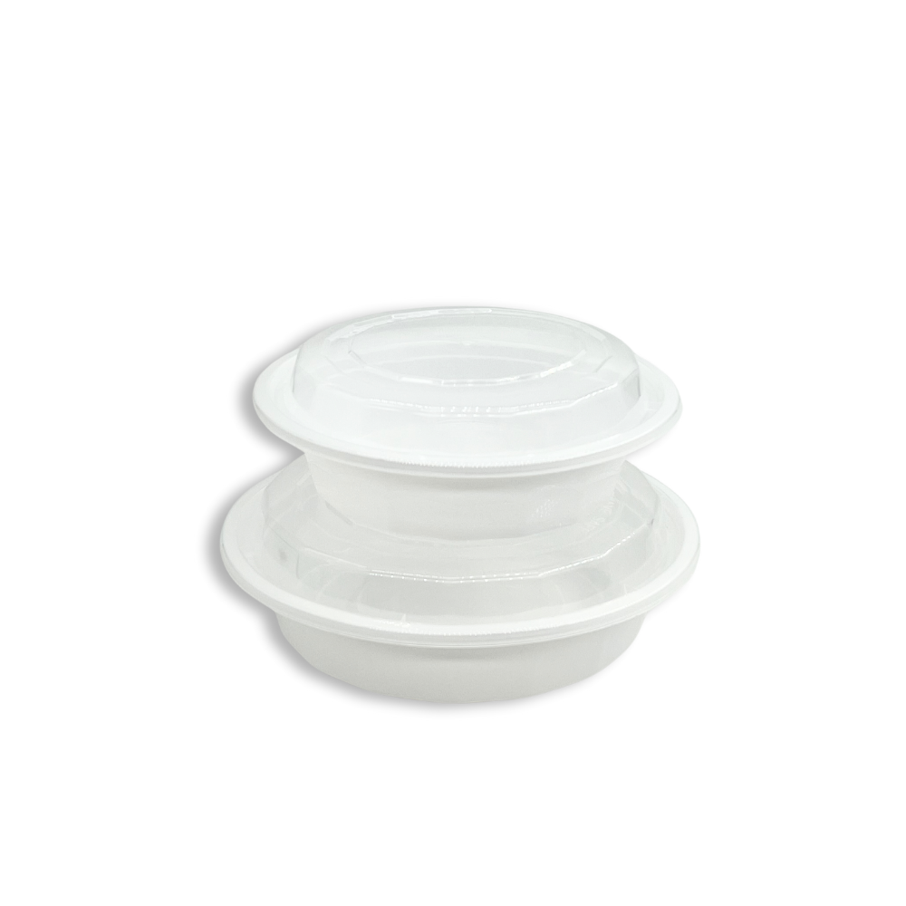 F-6016 | TD 16oz PP White Round Container W/ Lid (No hole)