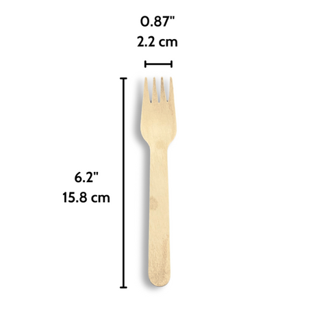 6.2 Compostable Wooden Fork - Size