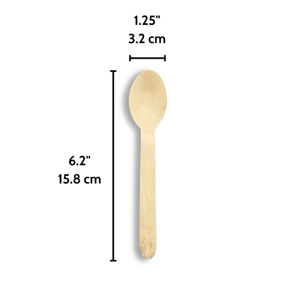 Cuillère en bois compostable 6,2" - 1000 pièces