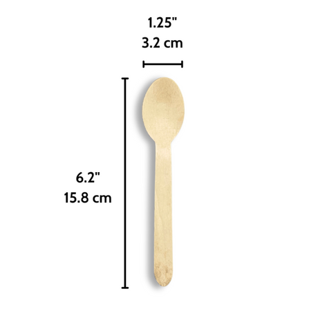 Cuillère en bois compostable 6,2" - 1000 pièces