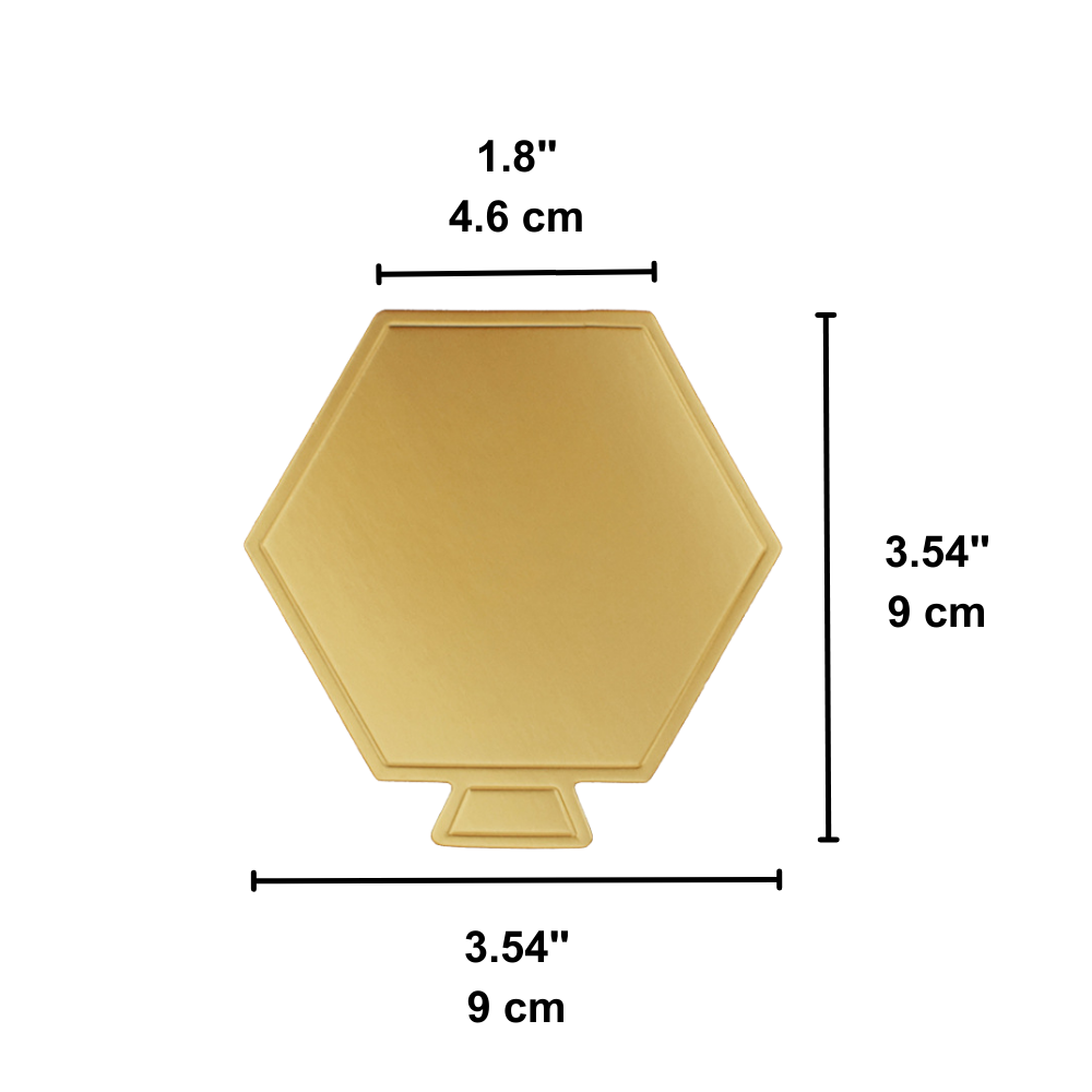 610014 | 3.54x3.54" Golden Hexagon Cake Paper Pad W/ Handle-size