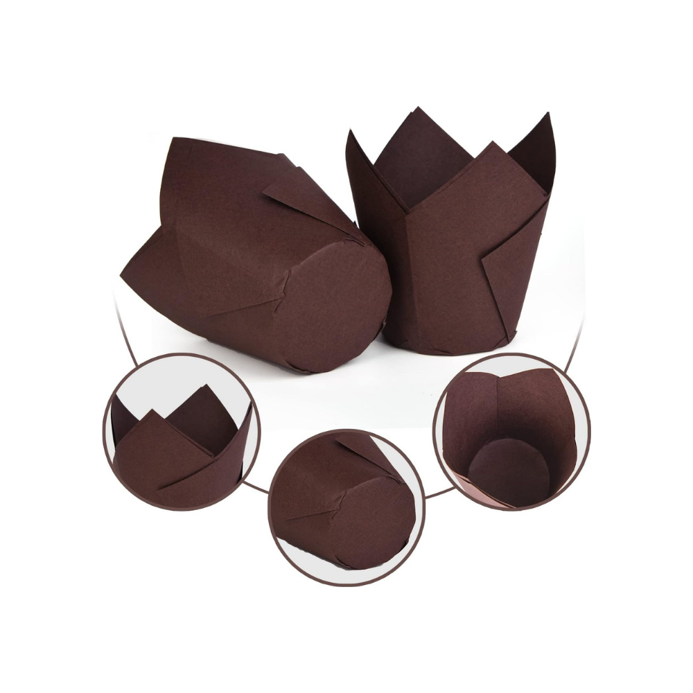 6 Inch Brown Tulip Cupcake Baking Cup-detail