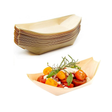 6" Pine Wooden Boat Shaped Sushi Dessert Serving Plate - 50 Pcs