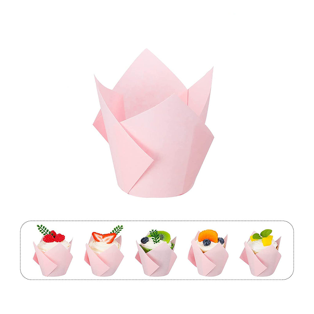 6" Pink Tulip Cupcake Baking Cup Muffin Liner Holder