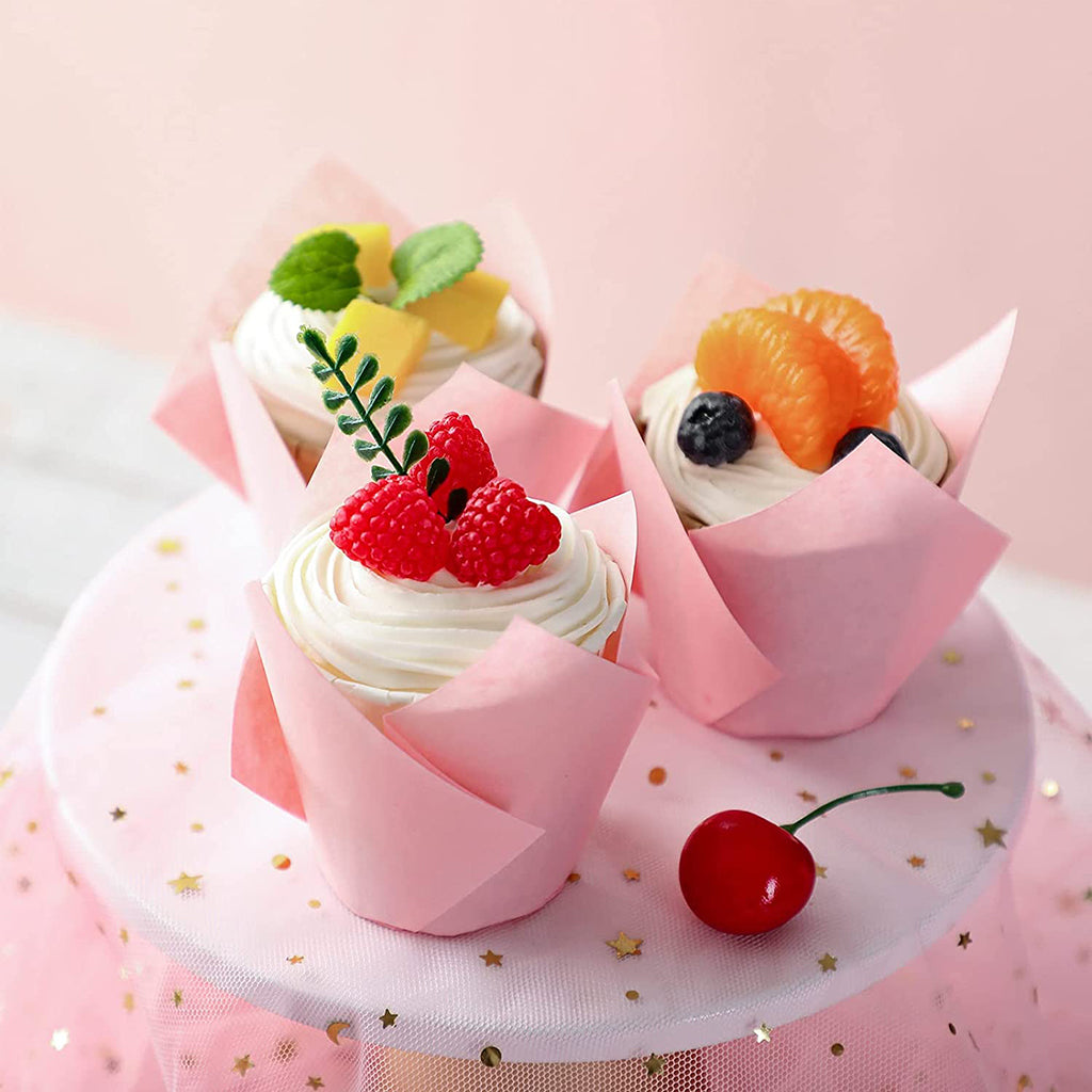 6" Pink Tulip Cupcake Baking Cup Muffin Liner Holder