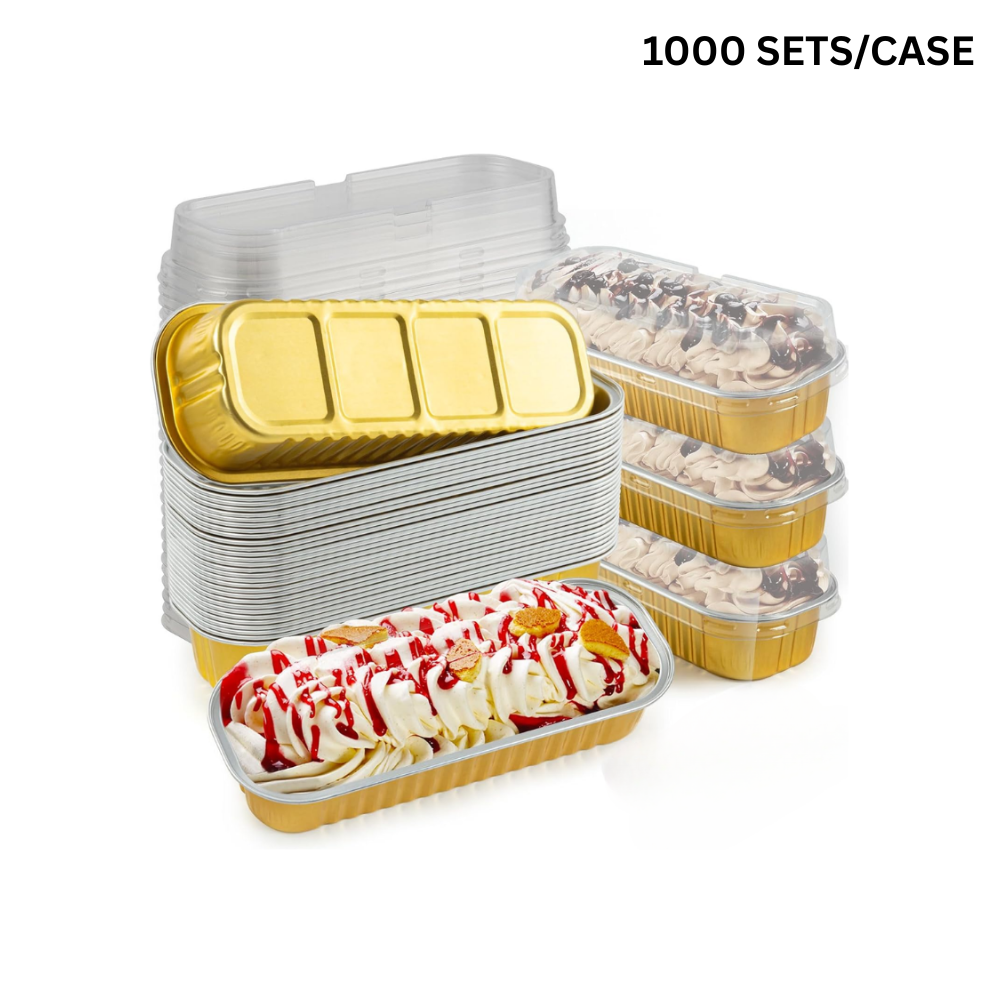 6oz Golden Aluminum Foil Mini Loaf Baking Pan W/ Clear High Lid