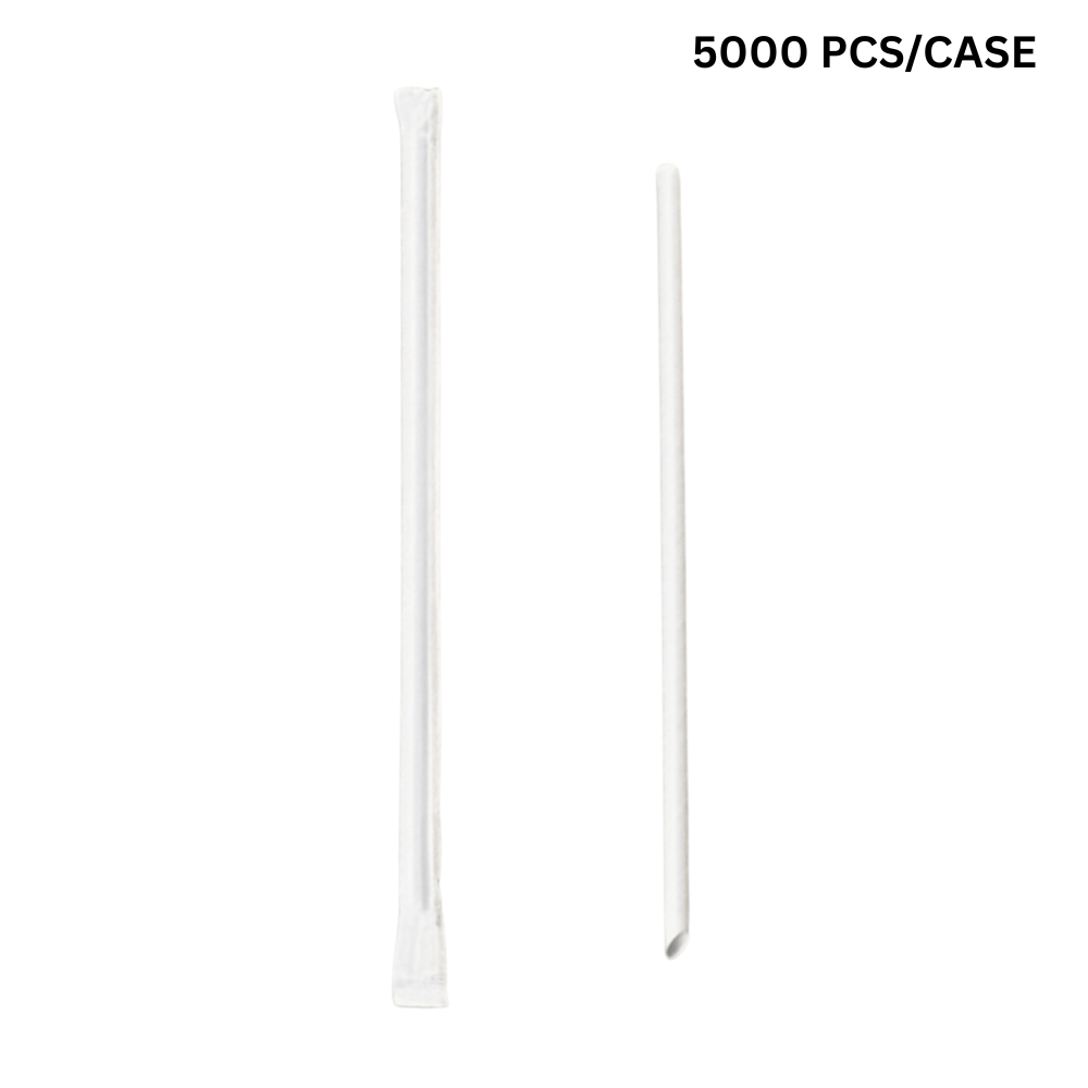 6x210mm diagonal cut white paper straws, eco-friendly biodegradable straws for drinks - individually wrapped 5000 pcs bulk pack
