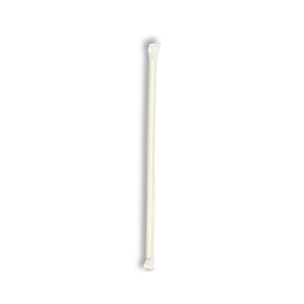 6x230mm Eco-friendly Diagonal Cut White Paper Straw (Individually Wrapped) - 5000 Pcs