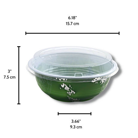 #700 | 24oz Microwaveable Green Donburi Bowl W/ Lid - 300 Sets - HD Bio Packaging