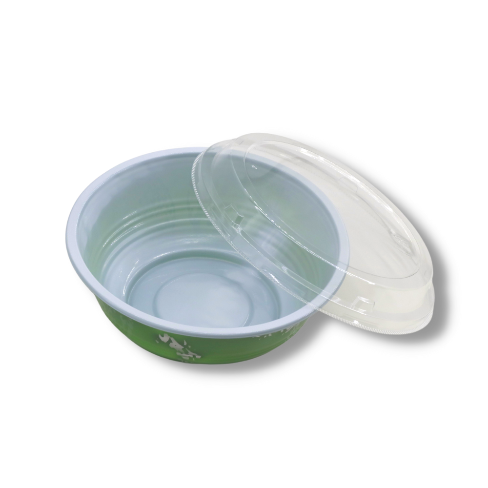 #700 | 24oz Microwaveable Green Donburi Bowl W/ Lid - 300 Sets - HD Bio Packaging