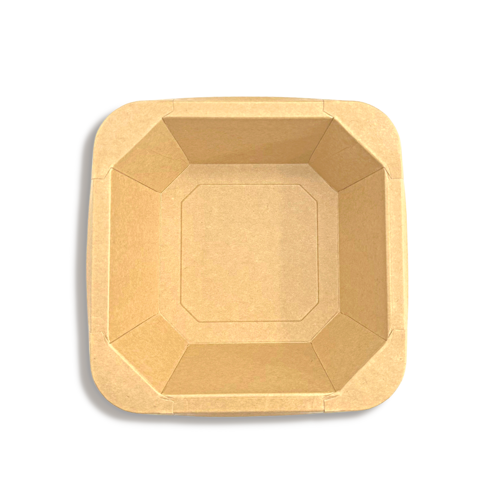 #750S | 25oz Eco-friendly Kraft Square Paper Container (Base Only) - top