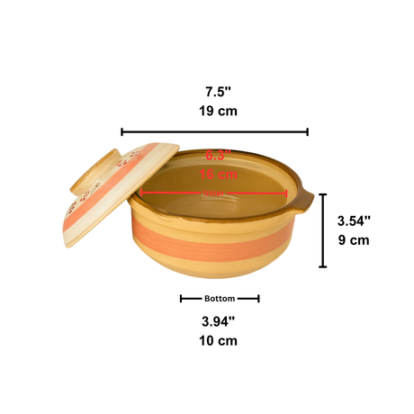 774164 | 7.5" Deep Clay Sand Pot | Donabe Hotpot for Stove & Oven - size