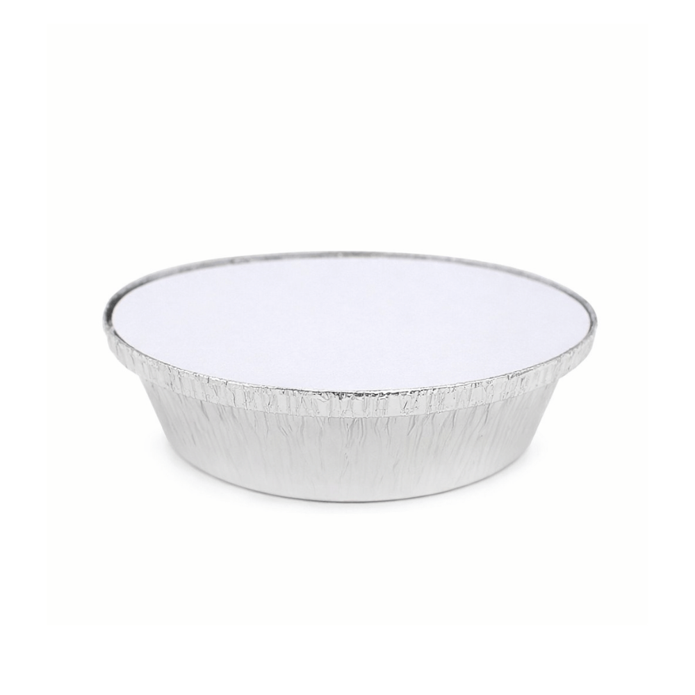 7" Heavy Duty White Round Paper Lid | Fit 7" Foil Container - 1 set