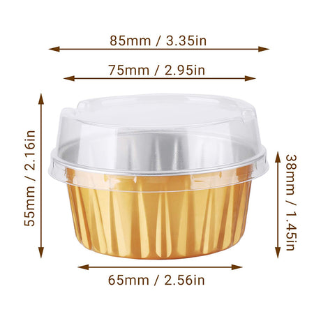 4oz Golden Aluminum Foil Baking Cup W/ Clear High Lid