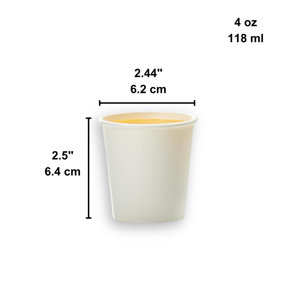 80720 | 4oz White Single Wall Paper Cup | 62mm Top - size