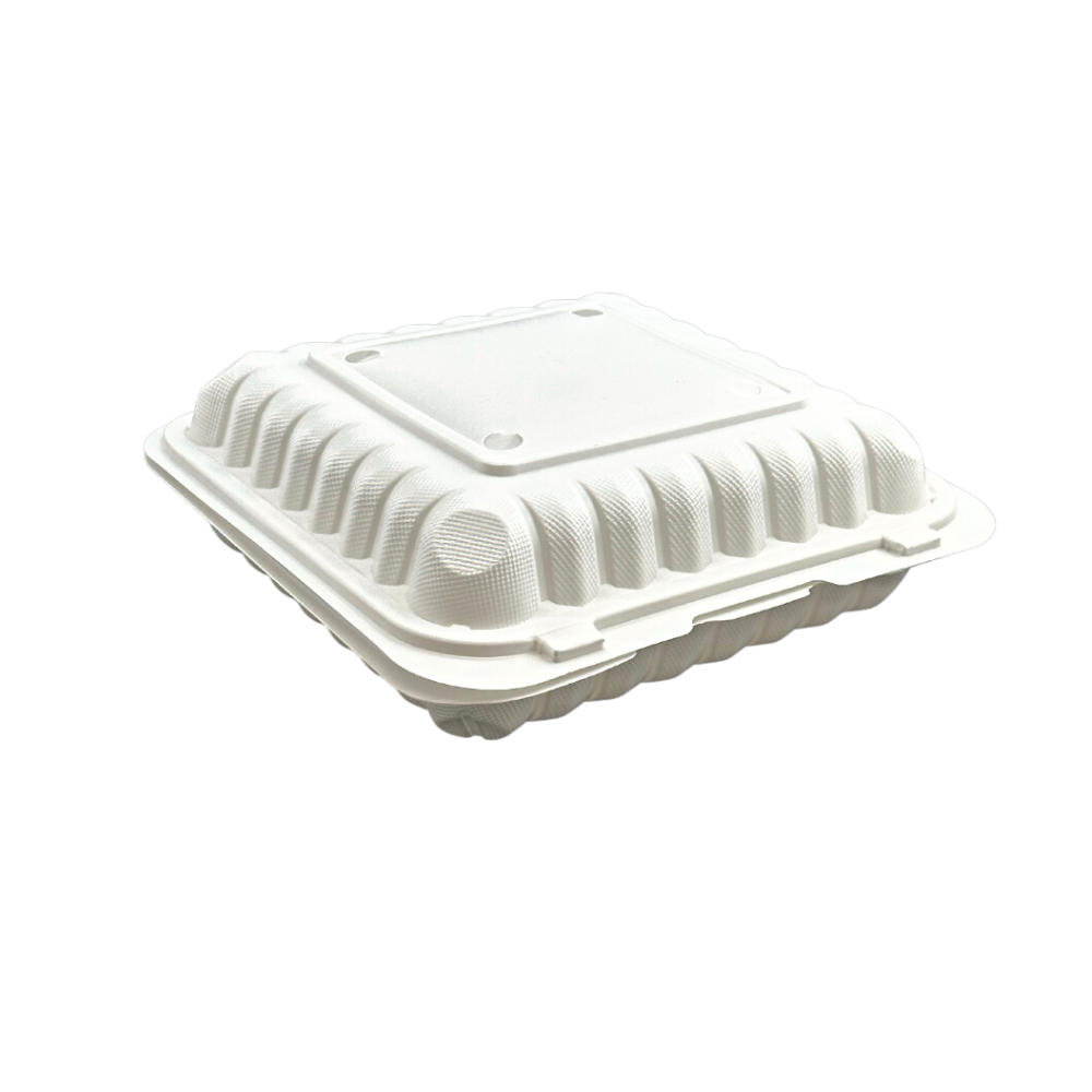 #81 | Microwavable PP Square Clamshell Container W/ Vent Hole | 8x8x3"