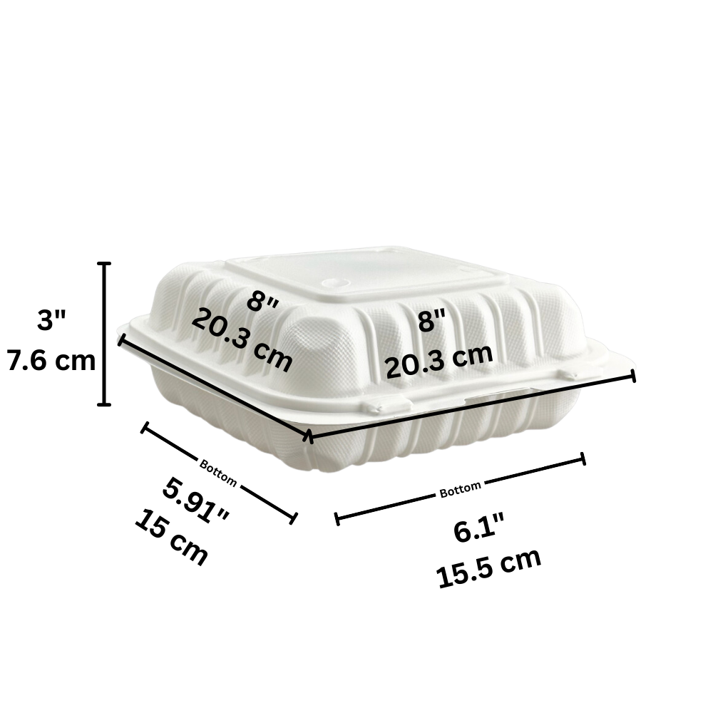 #81 | Microwavable PP Square Clamshell Container W/ Hole | 8x8x3" - size