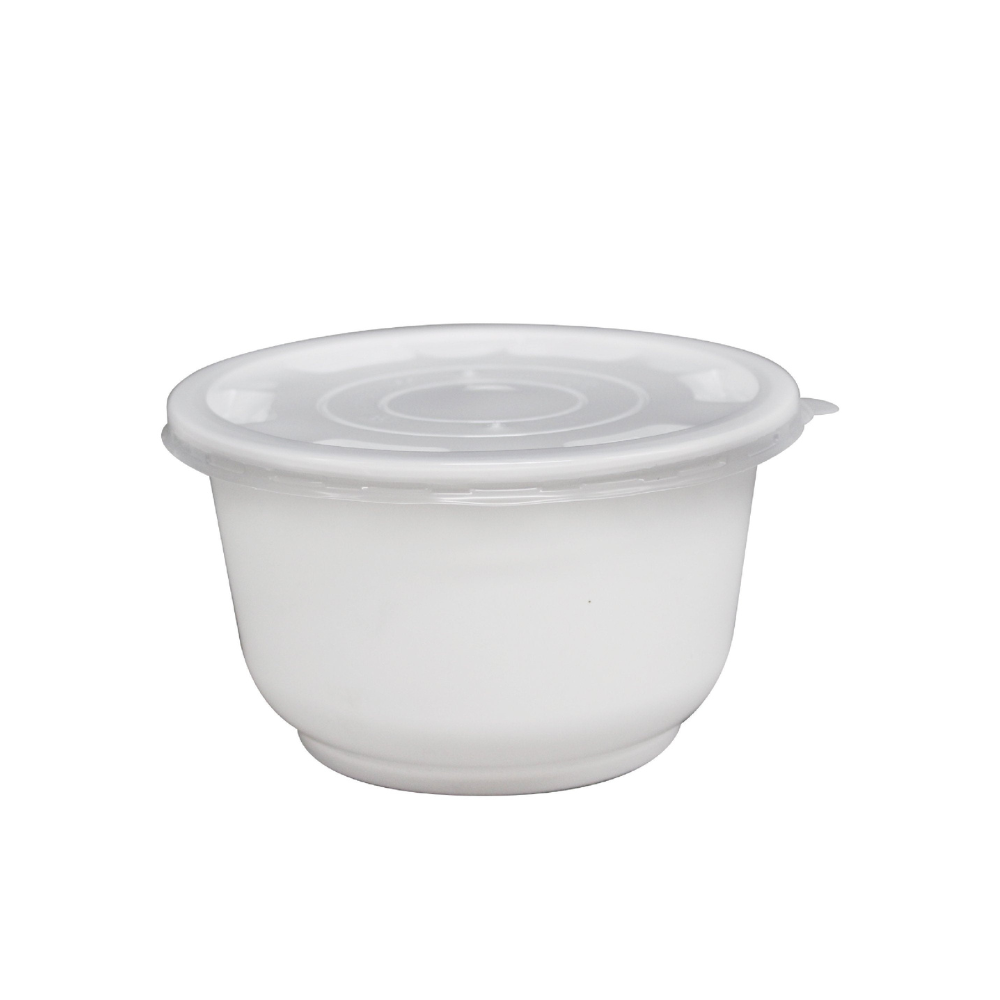 850FBM | 28oz Microwaveable PP White Round Bowl (Base Only) - with lid