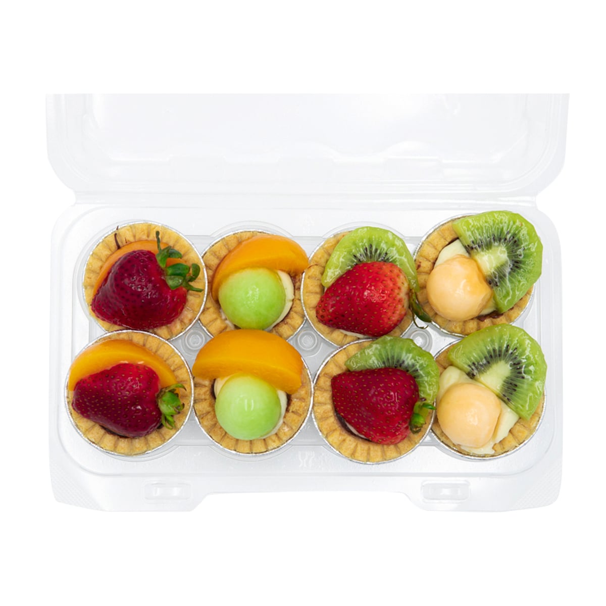 F1380 PET | Récipient rectangulaire à charnière transparent pour tarte aux 8 œufs - 200 pièces