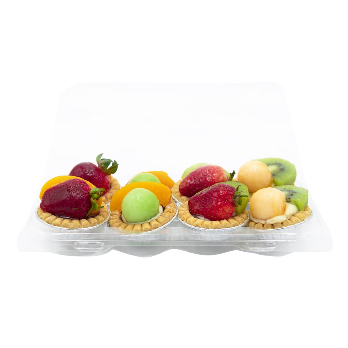 F1380 PET | Récipient rectangulaire à charnière transparent pour tarte aux 8 œufs - 200 pièces