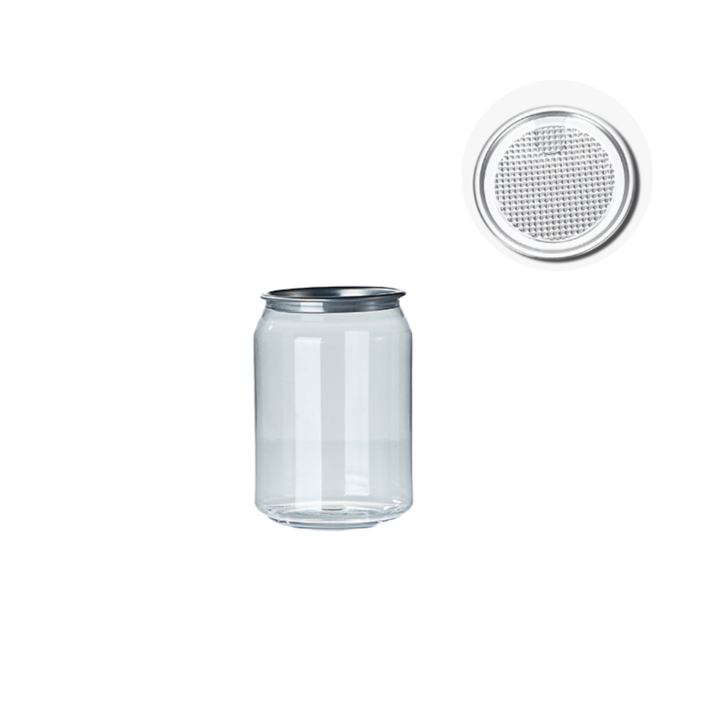 8oz Can-Shaped Clear PET Cup W/ Easy-Peel Foil Lid
