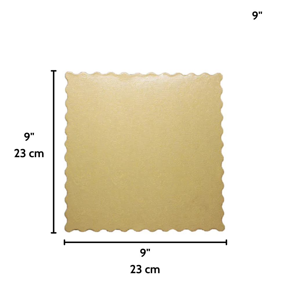 9" Square Thick Golden and Silver Paper Board For Cake