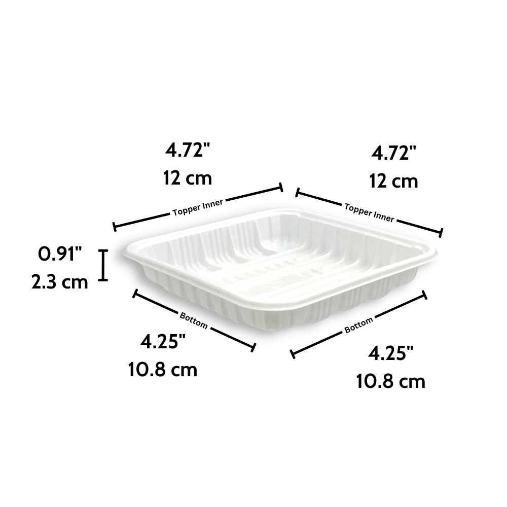 B004 | PP White Square Tray | 4.72x4.72x0.91" - size