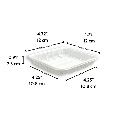 B004 | PP White Square Tray | 4.72x4.72x0.91" - size