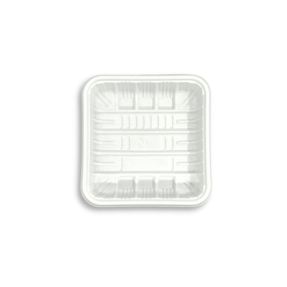 B004 | PP White Square Tray | 4.72x4.72x0.91" - top