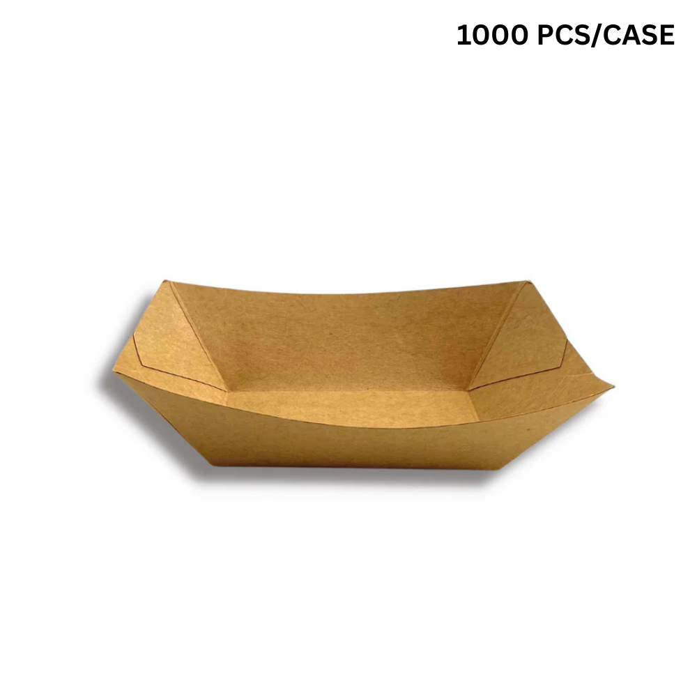B01-OME-KL100 | 1lb Grease-Proof Kraft Paper Food Tray