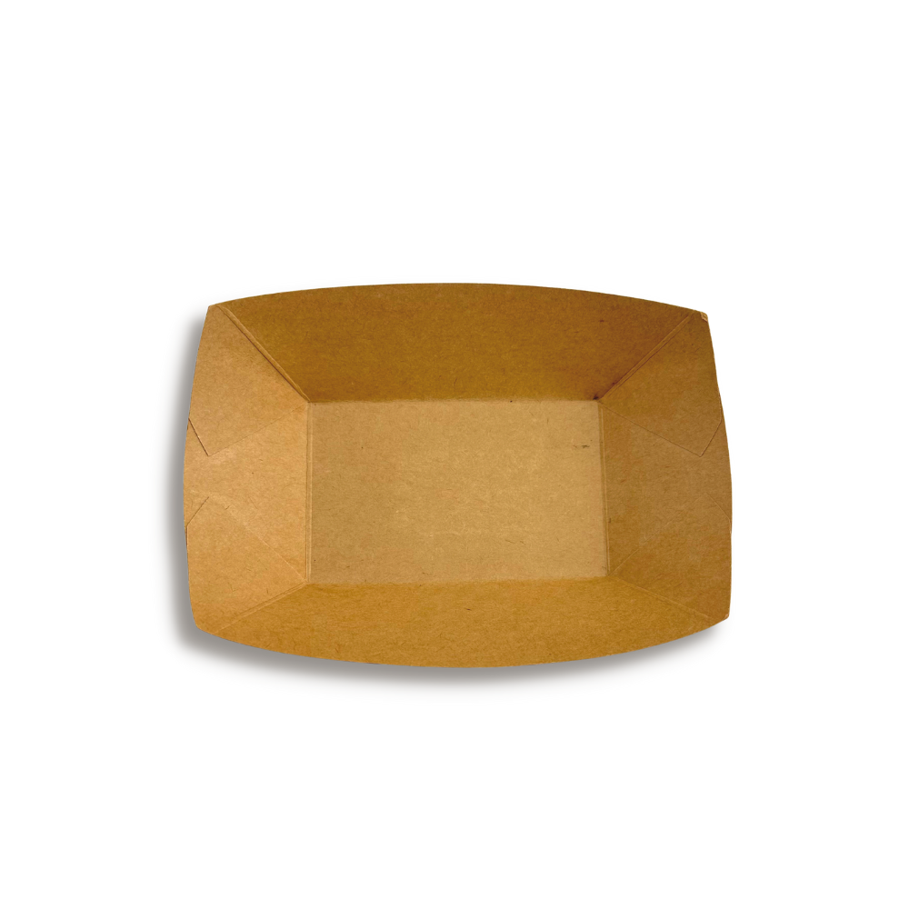 B01-OME-KL100 | 1lb Grease-Proof Kraft Paper Food Tray