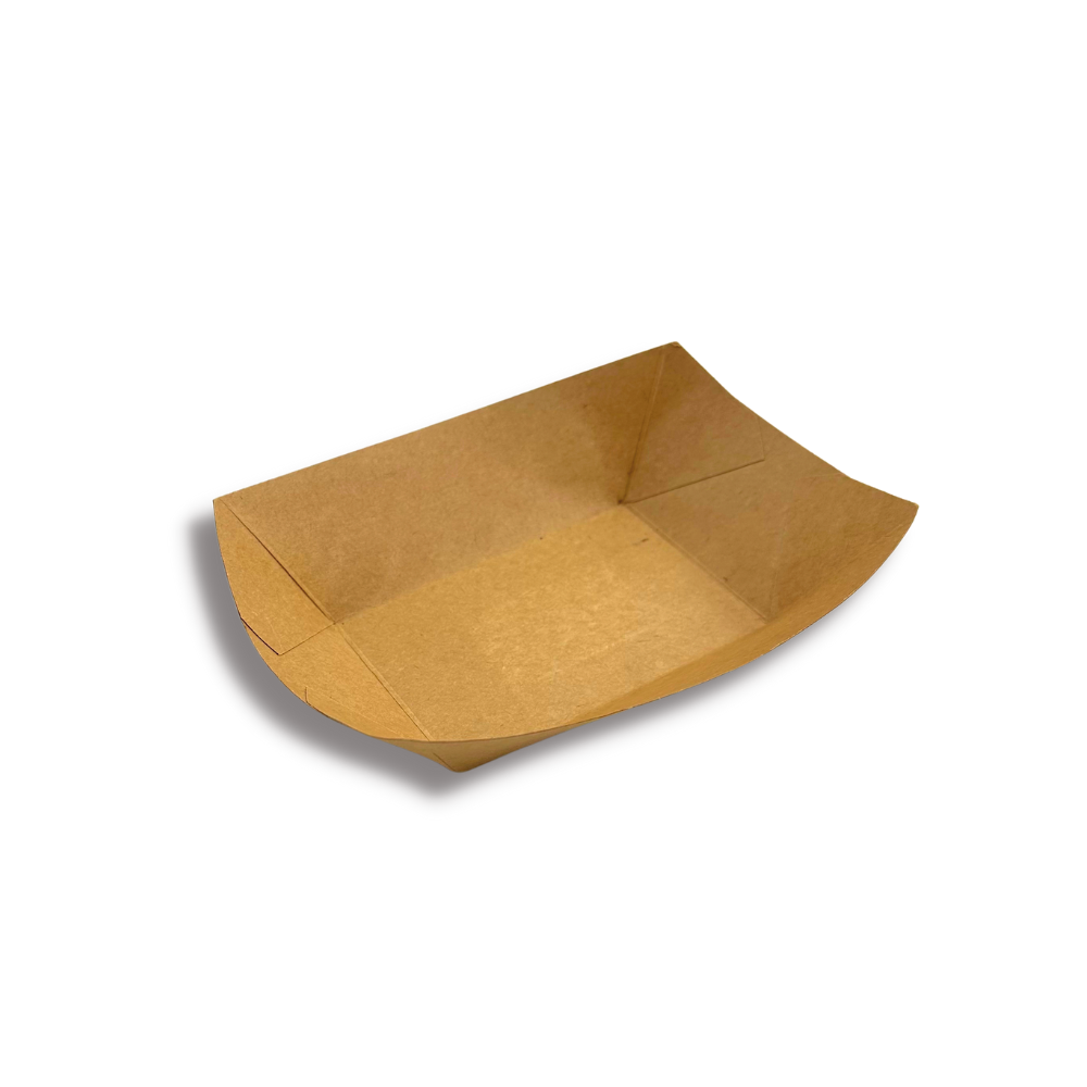B01-OME-KL100 | 1lb Grease-Proof Kraft Paper Food Tray