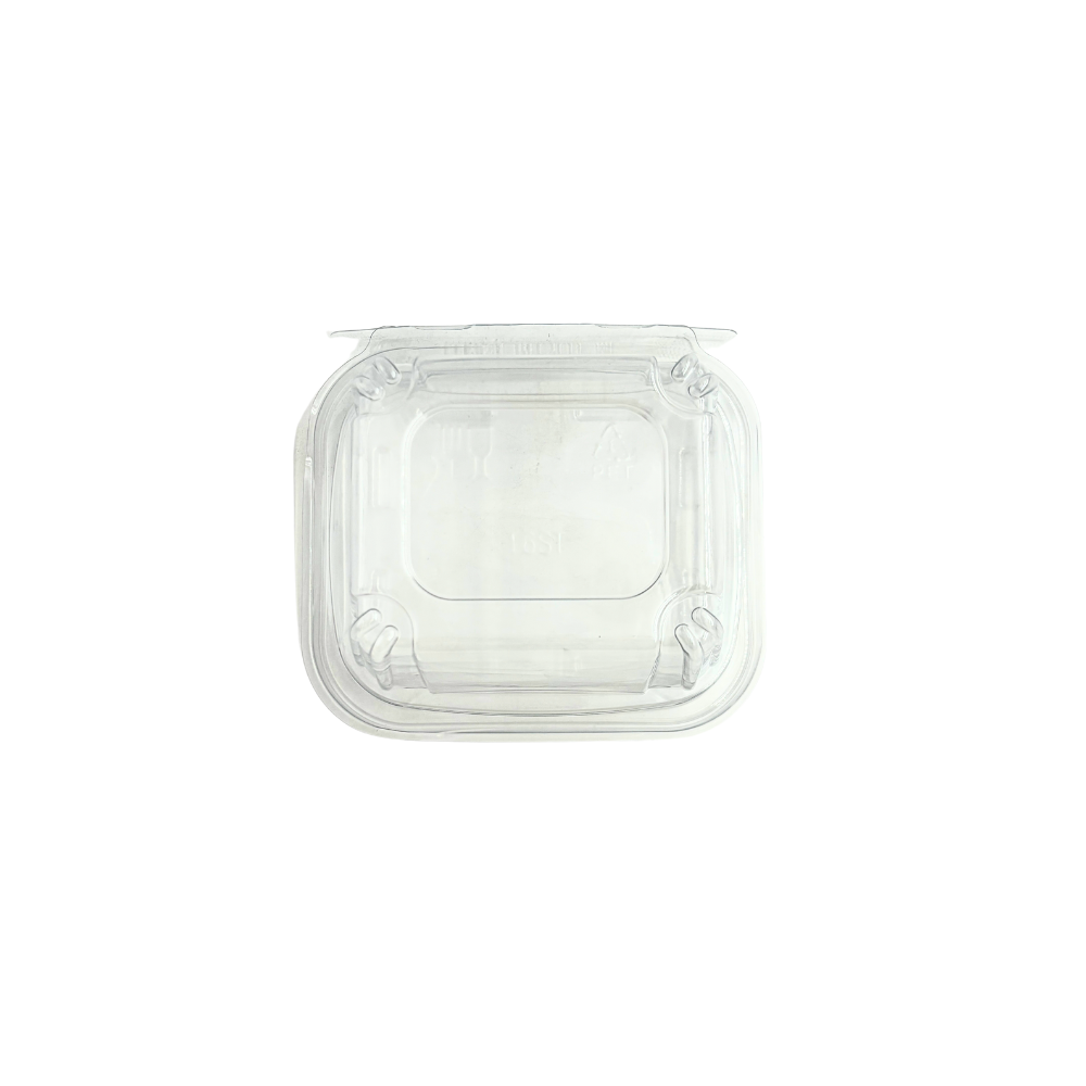 B07-OME-16ST | 16oz PET Clear Anti-fog Hinged Tamper Evident Salad Container - bottom
