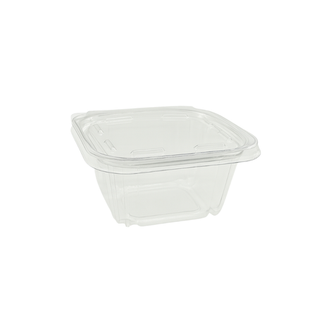 B07-OME-16ST | 16oz PET Clear Anti-fog Hinged Tamper Evident Salad Container - 200 Sets