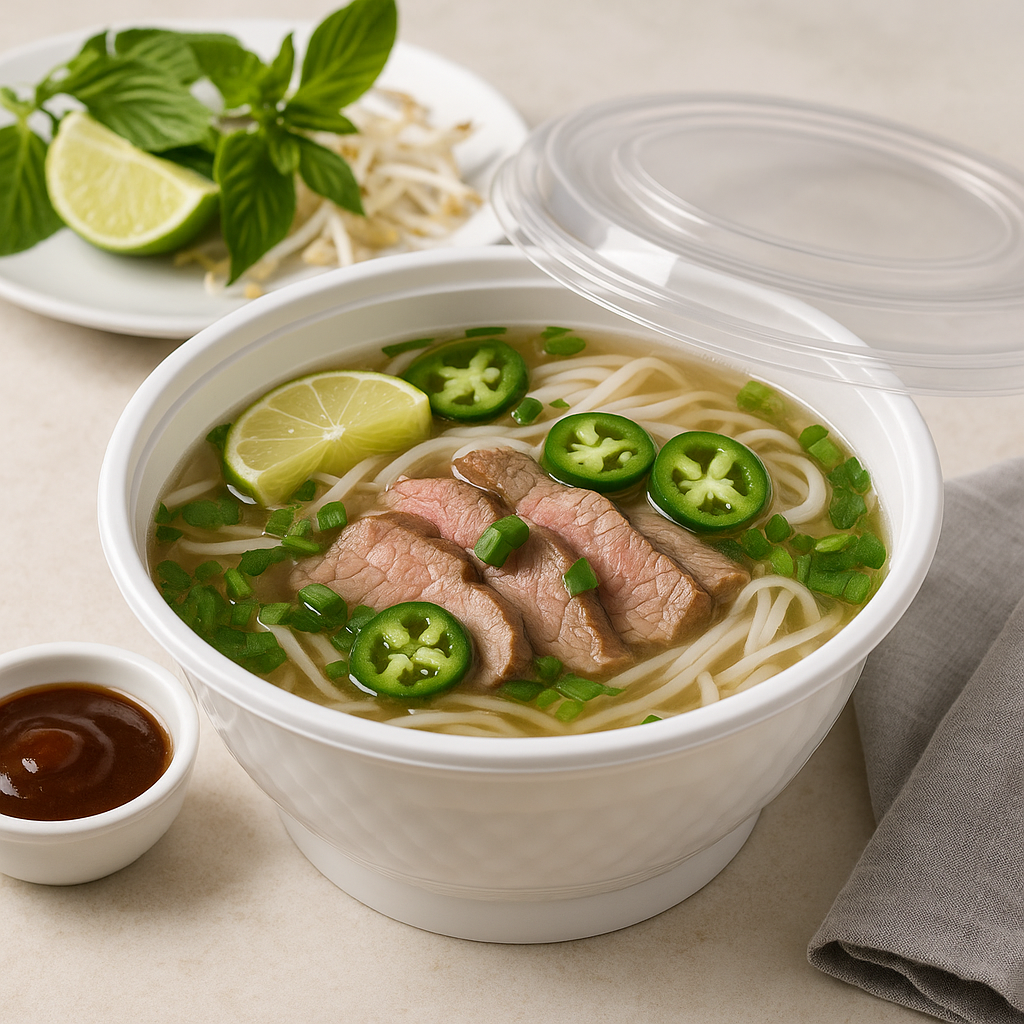 B08-LRR-NB50BASE | 50oz Microwaveable PP White Bowl (Base Only) with Pho