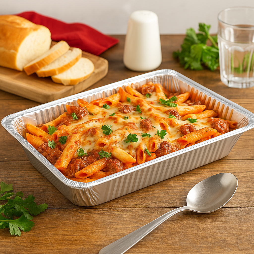 B10-ACK-AR111 | Full Size Steam Table Deep Aluminum Foil Container (Base Only) with pasta