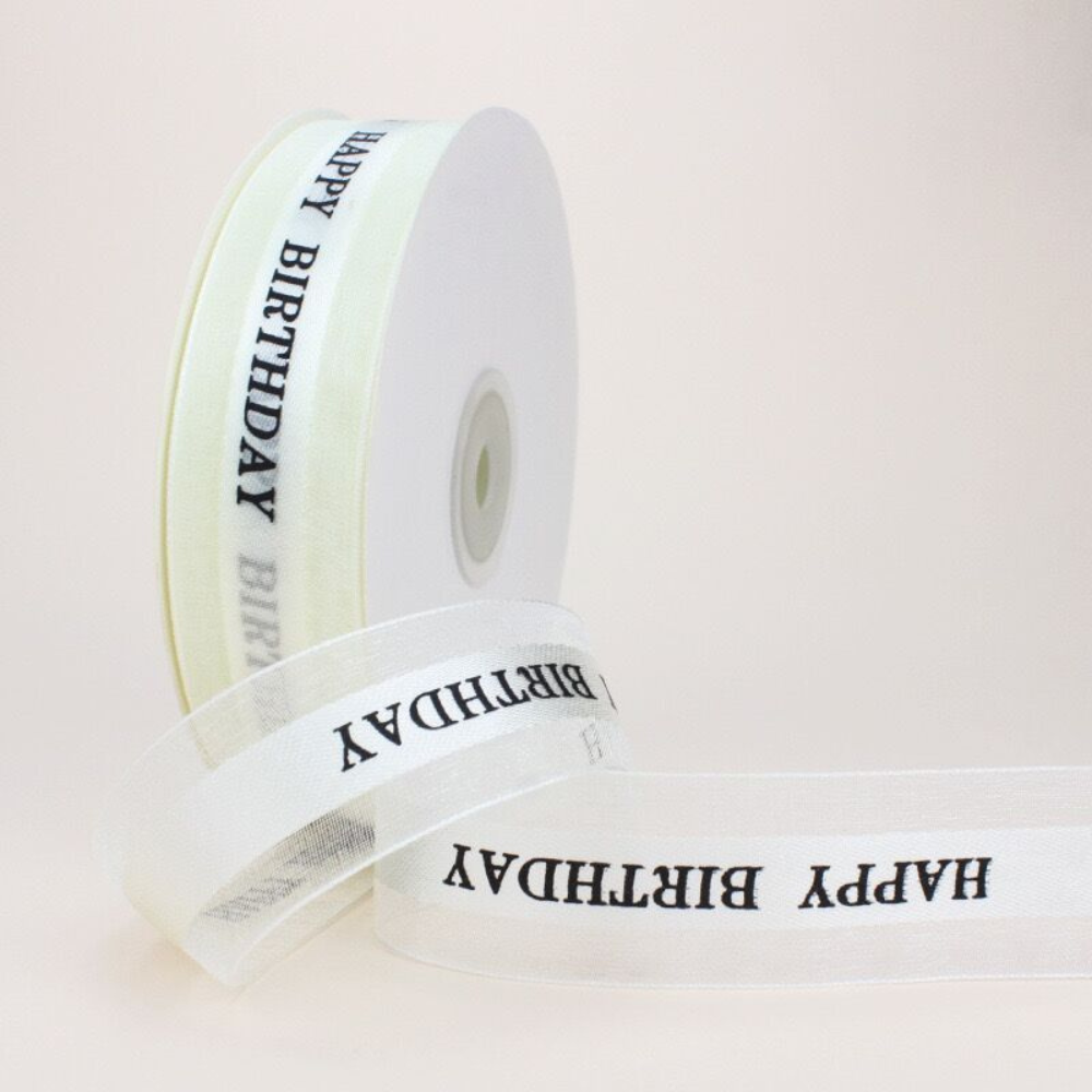 1" Happy Birthday Fabric Ribbon | 50 Yards - 1 Roll