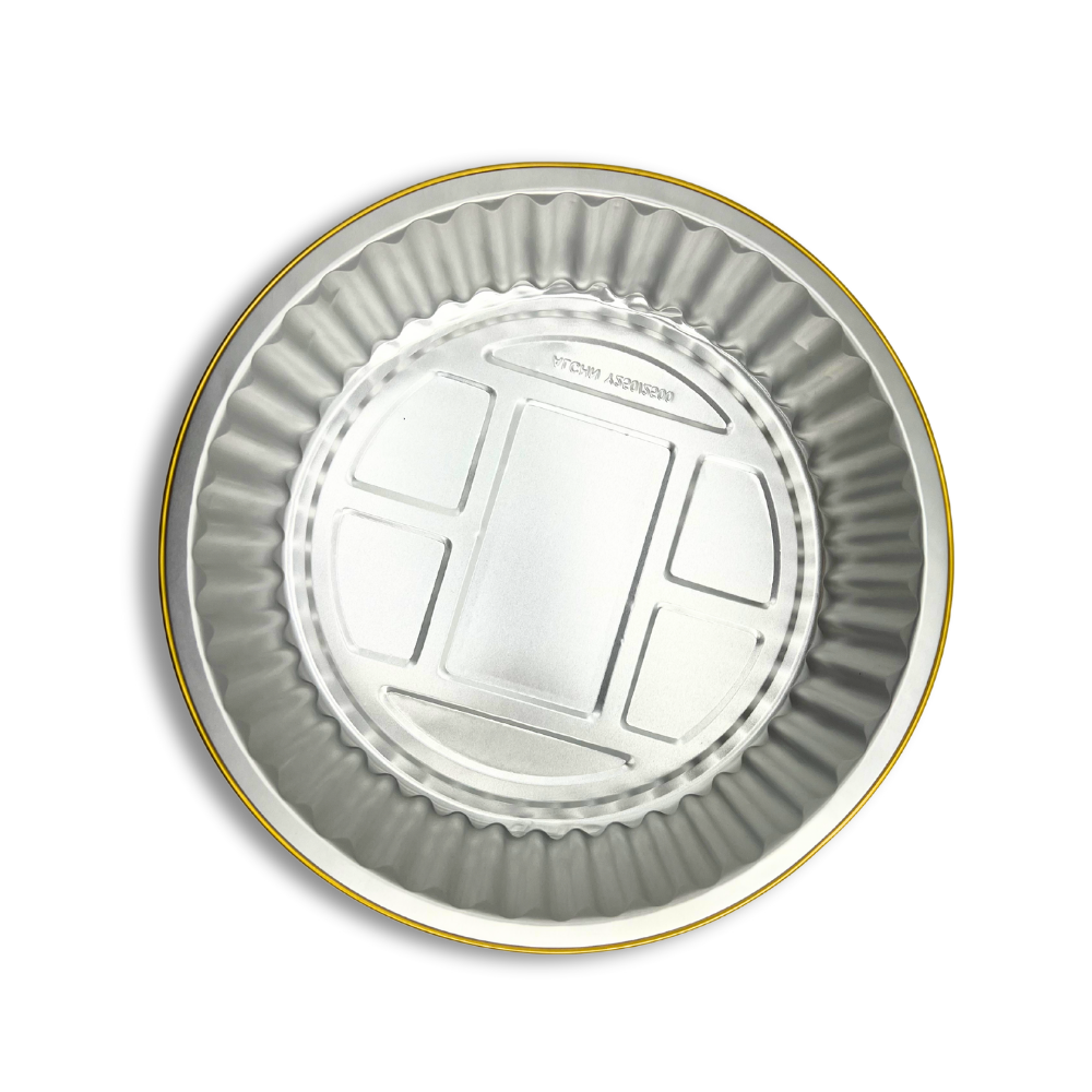 Y250-2500 | 84oz Golden 2X Thicker Round Aluminum Foil Container W/ PP Lid - bottom