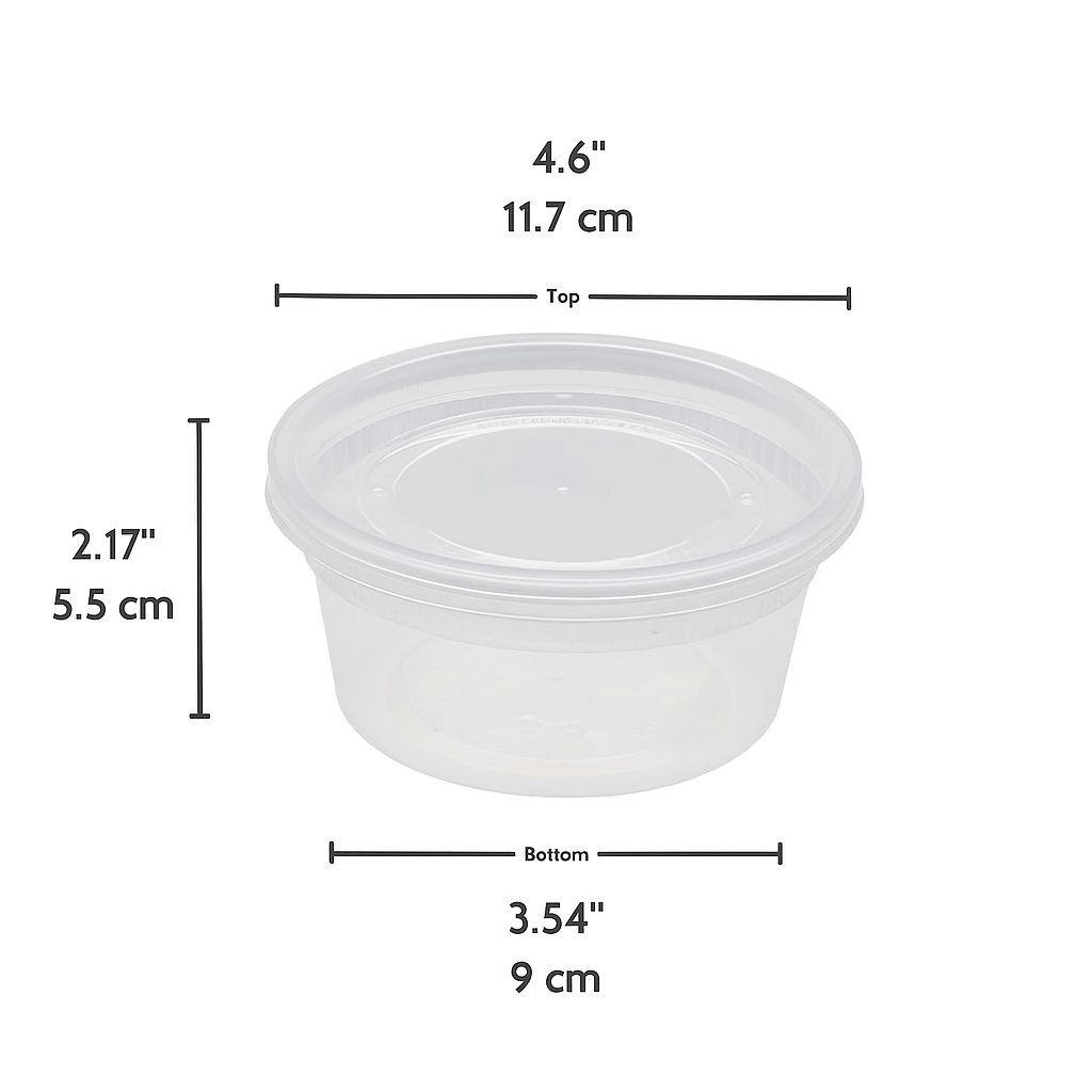 C-12 | TD 12oz Microwaveable PP Leak-resistant Translucent Deli Container W/ Lid - size