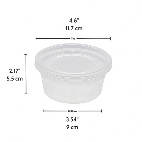 C-12 | TD 12oz Microwaveable PP Leak-resistant Translucent Deli Container W/ Lid - size