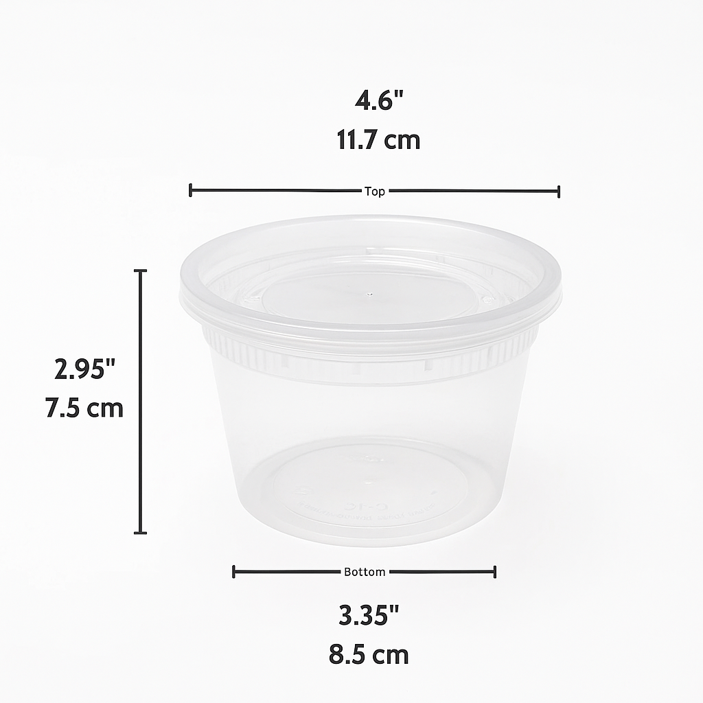 C-16 | TD 16oz Microwaveable PP Leak-resistant Translucent Deli Container W/ Lid - size